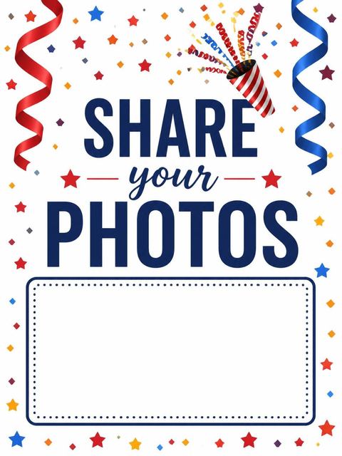 Hashtag card in the Red Blue Confetti 25th Birthday Party design