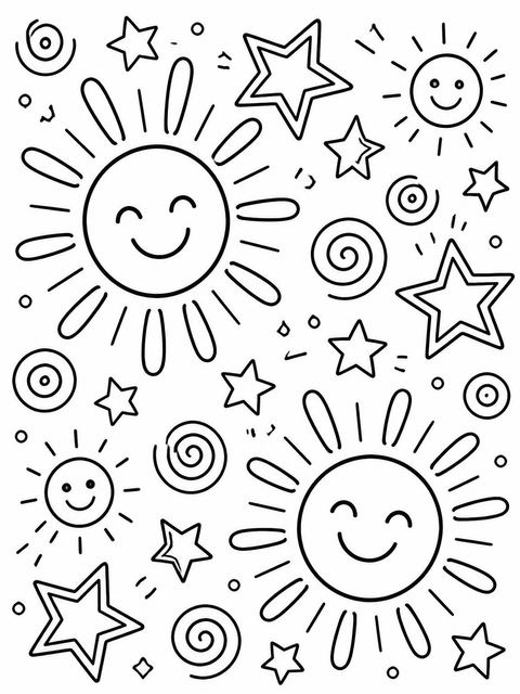 Coloring sheet in the Navy and Coral Doodle 3rd Birthday design