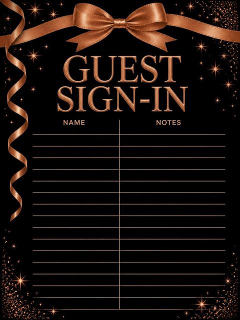 Guest sign-in sheet in the Rose Gold Ribbon 95th Birthday design
