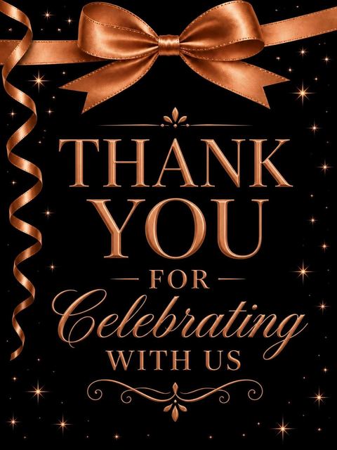 Thank-you flat in the Rose Gold Ribbon 95th Birthday design