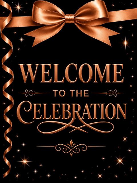 Welcome sign in the Rose Gold Ribbon 95th Birthday design