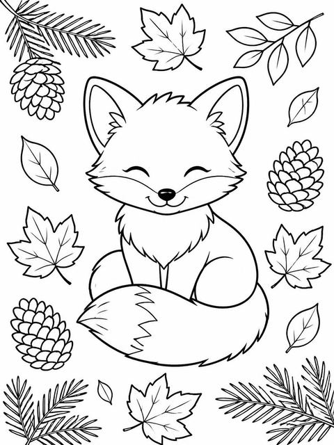 Coloring sheet in the Watercolor Woodland Fox 1st Birthday design