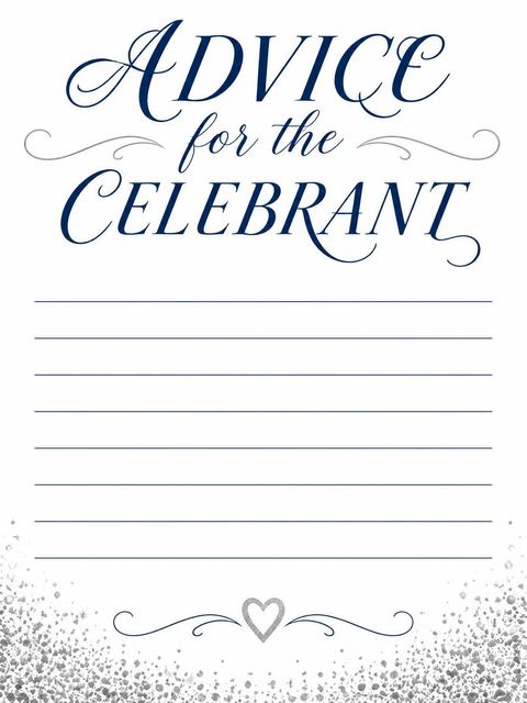 Advice card in the Silver Metallic Navy 21st Birthday design