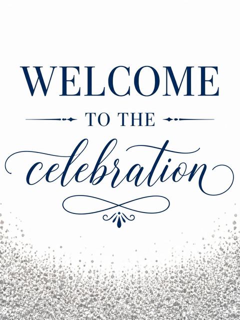 Welcome sign in the Silver Metallic Navy 21st Birthday design
