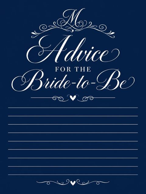 Advice card in the Navy Monogram Minimalist Bridal Shower design