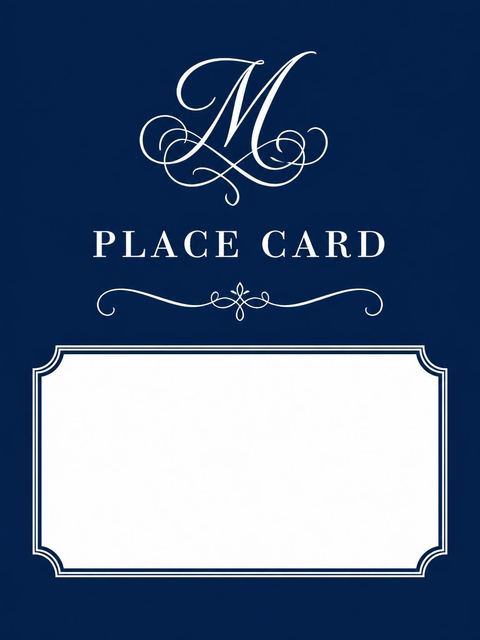 Place card in the Navy Monogram Minimalist Bridal Shower design