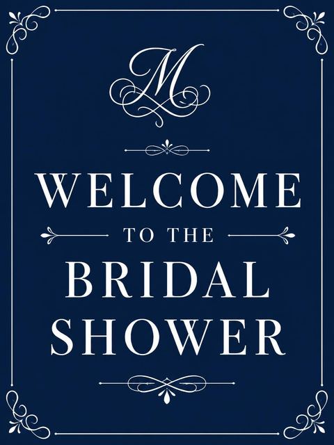 Welcome sign in the Navy Monogram Minimalist Bridal Shower design