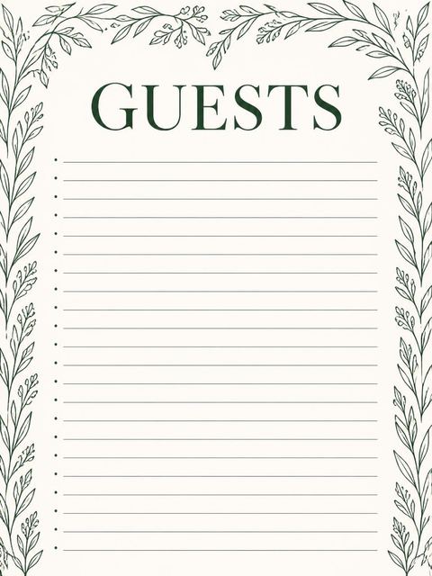 Guest sign-in sheet in the Green Ink Champagne 50th Birthday design