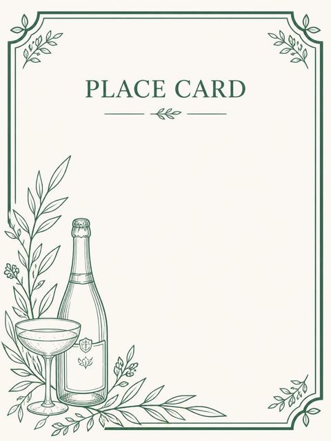 Place card in the Green Ink Champagne 50th Birthday design