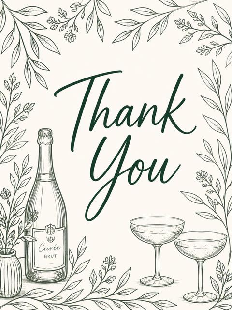 Thank-you flat in the Green Ink Champagne 50th Birthday design