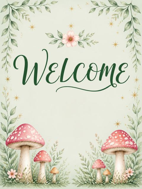 Welcome sign in the Sage Watercolor Fairy 5th Birthday design