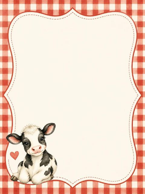 Place card in the Red Gingham Cow 2nd Birthday design