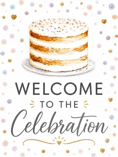 Welcome sign in the Watercolor Naked Cake 20th Birthday design