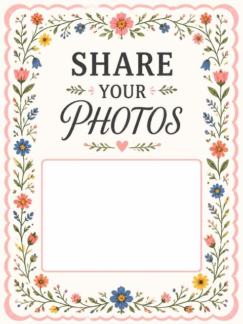 Hashtag card in the Pink Scallop Wildflower 21st Birthday Invitation design