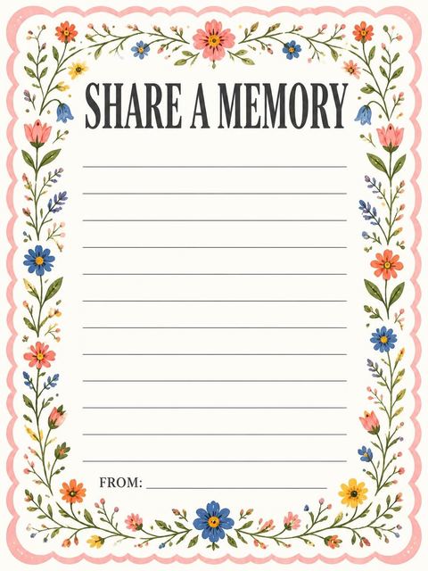 Memory card in the Pink Scallop Wildflower 21st Birthday Invitation design