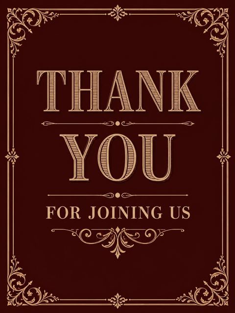 Thank-you flat in the Burgundy Gold Filigree Tea Birthday design