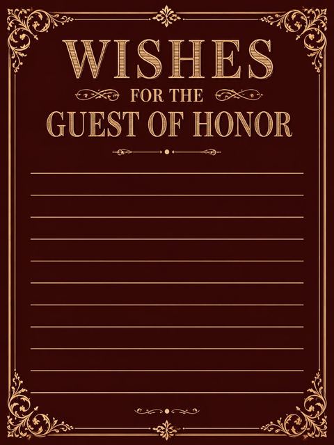 Wishes page in the Burgundy Gold Filigree Tea Birthday design