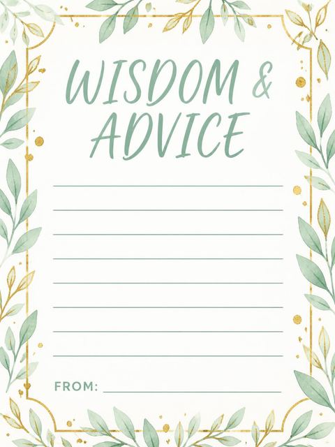 Advice card in the Sage Watercolor Cake 40th Birthday design