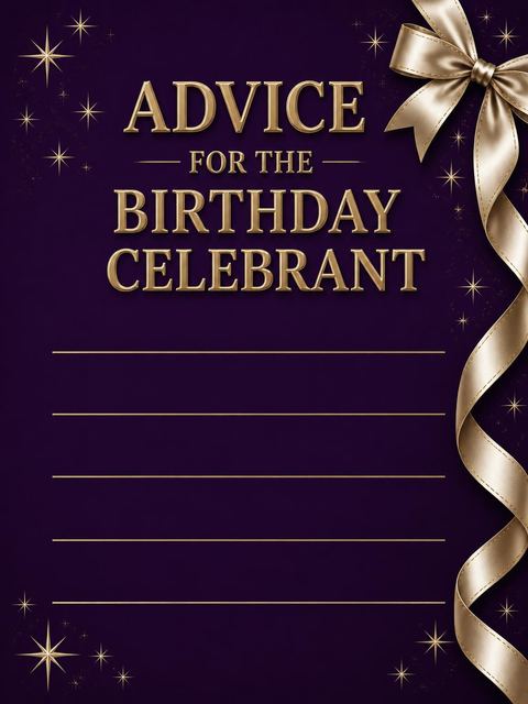 Advice card in the Royal Purple Gold Ribbon 40th Birthday design