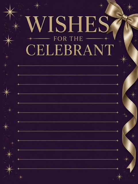 Wishes page in the Royal Purple Gold Ribbon 40th Birthday design