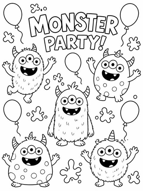 Coloring sheet in the Crayon Monster Illustration 8th Birthday Party design