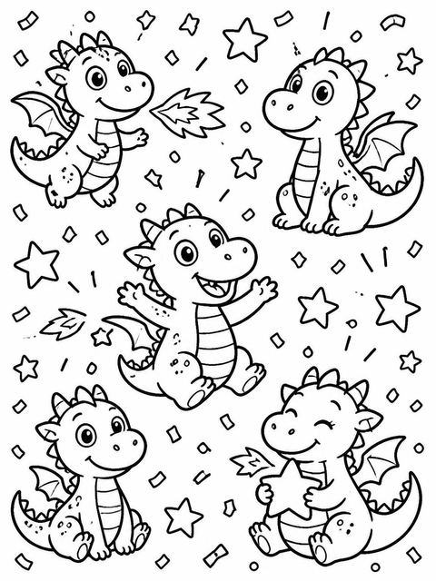 Coloring sheet in the Orange and Green Dragon 2nd Birthday design