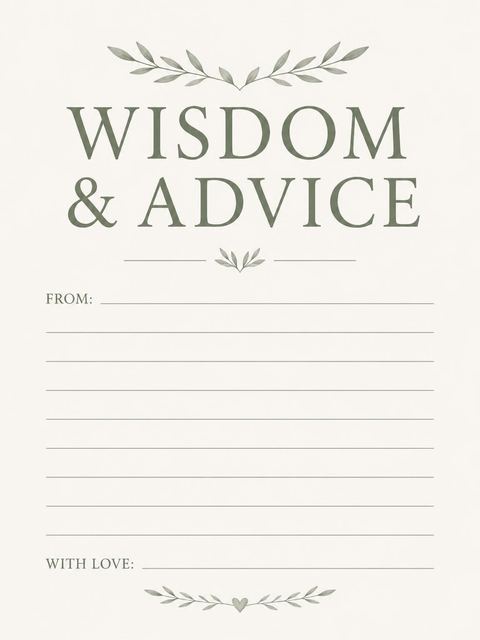 Advice card in the Minimalist Sage Green 50th Birthday design