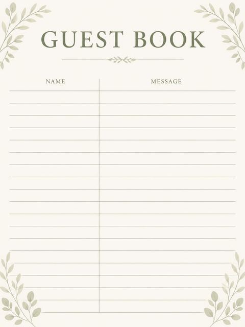 Guest sign-in sheet in the Minimalist Sage Green 50th Birthday design