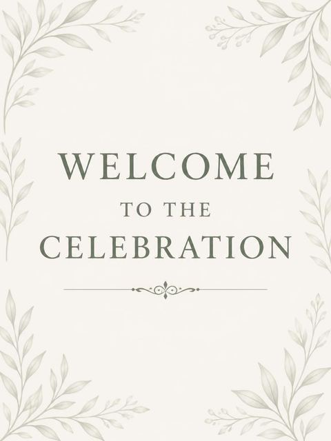 Welcome sign in the Minimalist Sage Green 50th Birthday design