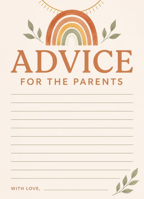 Advice card in the Terracotta Rainbow Baby Shower Invitation design