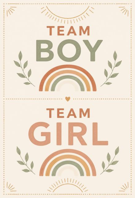 Team boy / team girl ballot in the Terracotta Rainbow Baby Shower Invitation design