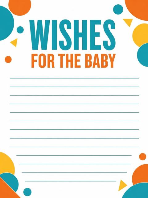 Wishes page in the Teal and Orange Geometric Stork Shower design