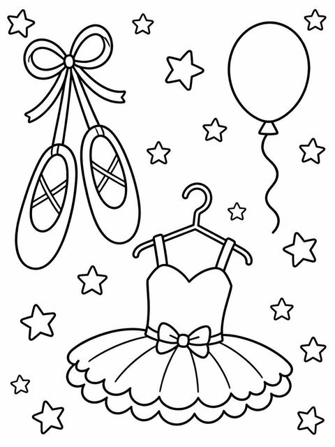 Coloring sheet in the Crayon Ballerina Tutu 3rd Birthday design