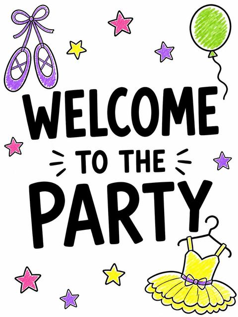 Welcome sign in the Crayon Ballerina Tutu 3rd Birthday design
