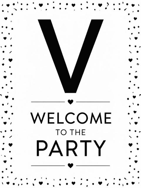Welcome sign in the Monochrome Initial 13th Birthday Invitation design
