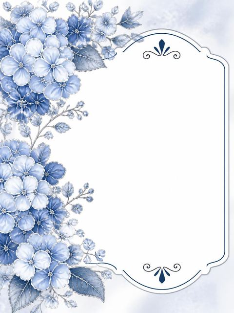 Place card in the Blue Hydrangea Silver Bridal Shower design