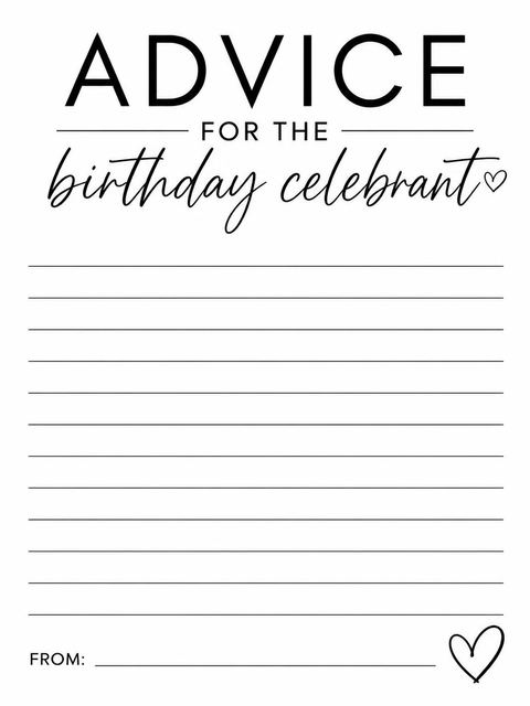 Advice card in the Minimalist Black and White 30th Birthday design