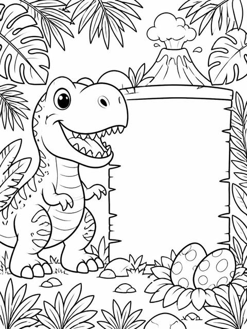 Coloring sheet in the Dino Stomp Jungle Birthday Celebration design