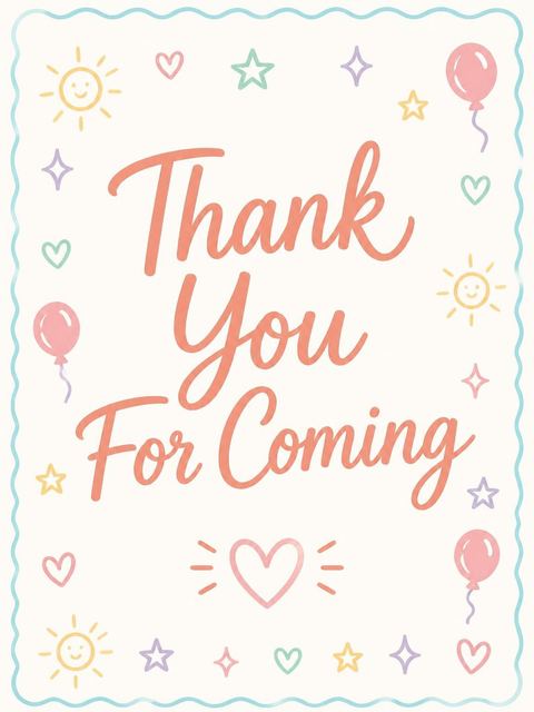 Thank-you flat in the Pastel Hand-Drawn Icon 1st Birthday Invitation design