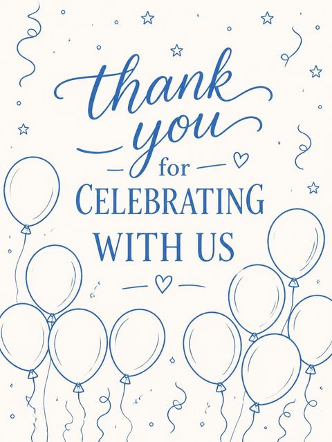Thank-you flat in the Blue Balloon Sketch 18th Birthday design