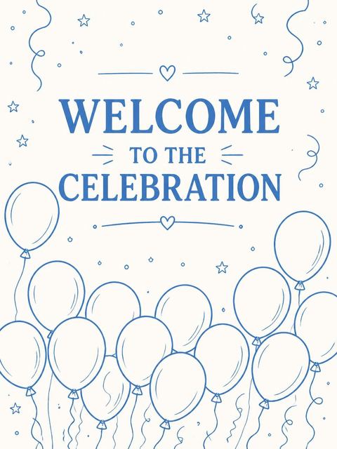 Welcome sign in the Blue Balloon Sketch 18th Birthday design