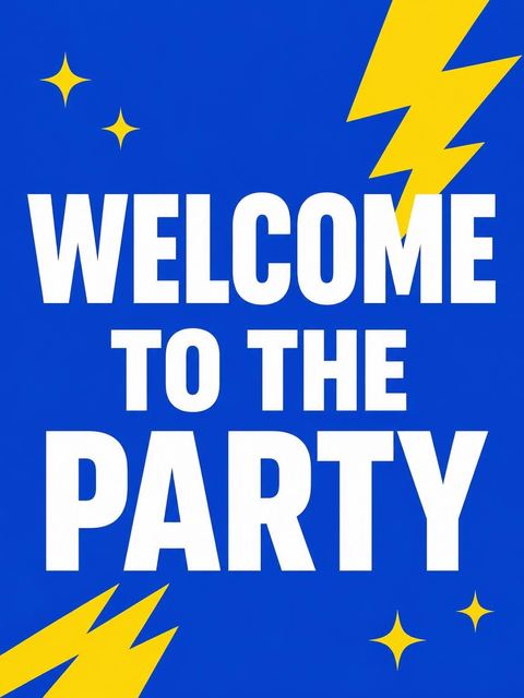 Welcome sign in the Blue Yellow Lightning 13th Birthday design