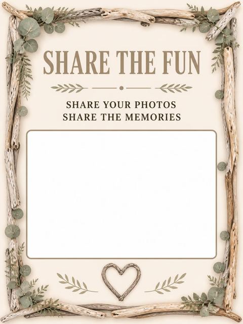 Hashtag card in the Driftwood Eucalyptus Wreath Beach Party design