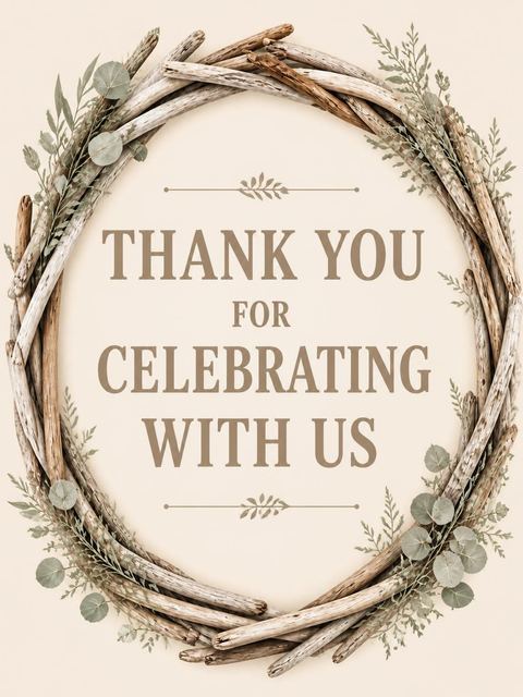 Thank-you flat in the Driftwood Eucalyptus Wreath Beach Party design