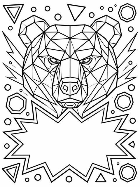 Coloring sheet in the Neon Geometric Bear 10th Birthday Party design