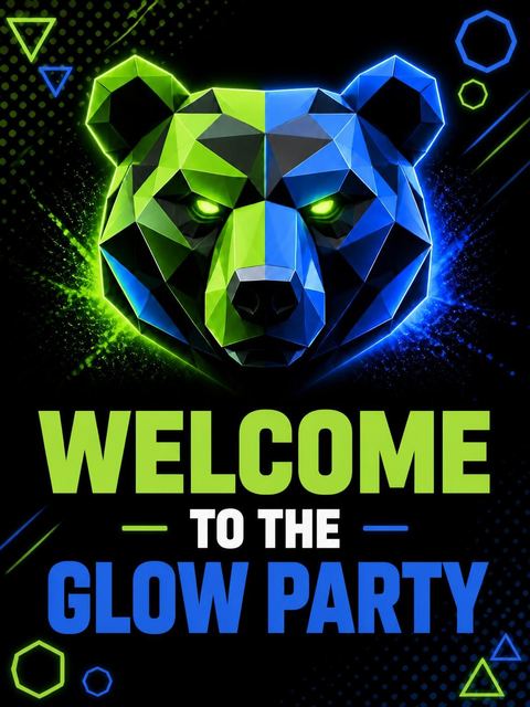 Welcome sign in the Neon Geometric Bear 10th Birthday Party design