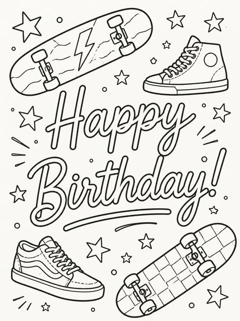 Coloring sheet in the Charcoal Script Minimalist 11th Birthday Invitation design
