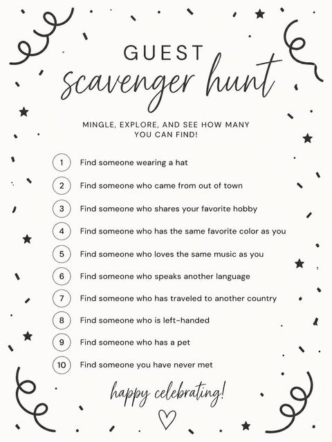 Scavenger hunt in the Charcoal Script Minimalist 11th Birthday Invitation design