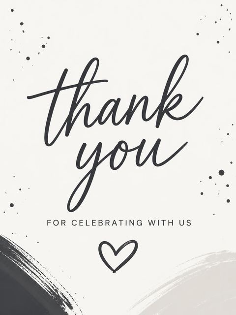 Thank-you flat in the Charcoal Script Minimalist 11th Birthday Invitation design
