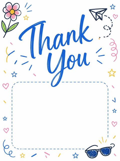 Thank-you flat in the Primary Color Doodle 2nd Birthday Invitation design